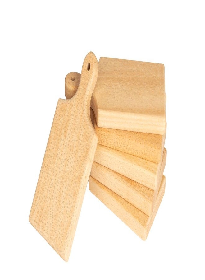 Woodla Mini Charcuterie Boards - 6-Pack Beech Wood 5.9″ × 2.75″ Personal Cheese & Dessert Paddles, Blank for Engraving or Painting - Image 1